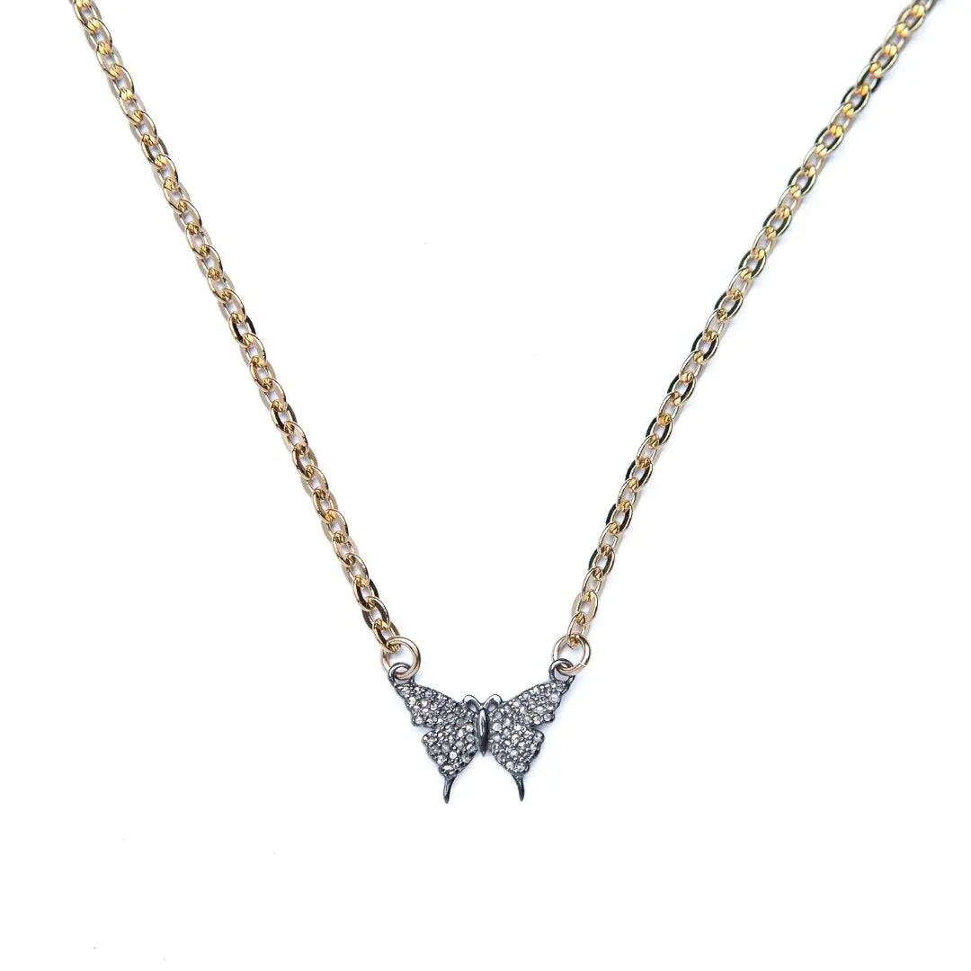 Butterfly Diamond Gold Necklace 1