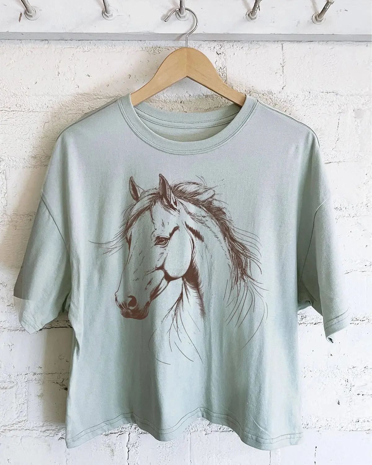 Horse Sketch Long-Crop Tee 1