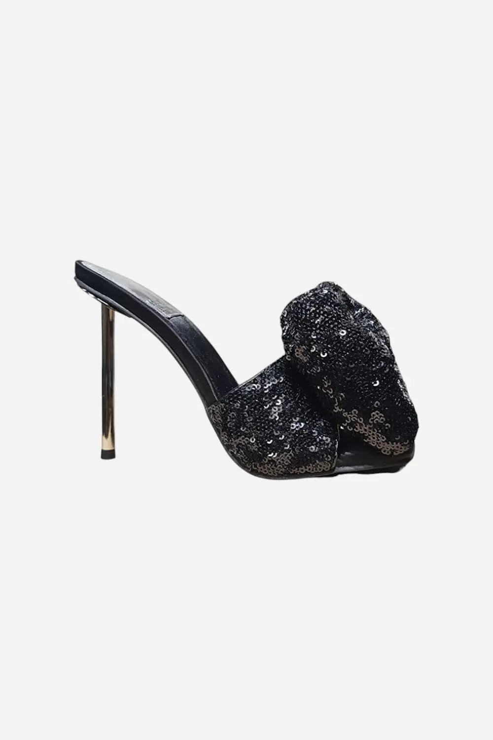 Jeffrey Campbell Bow-Down Big Bow Mule In Black Sequin 1