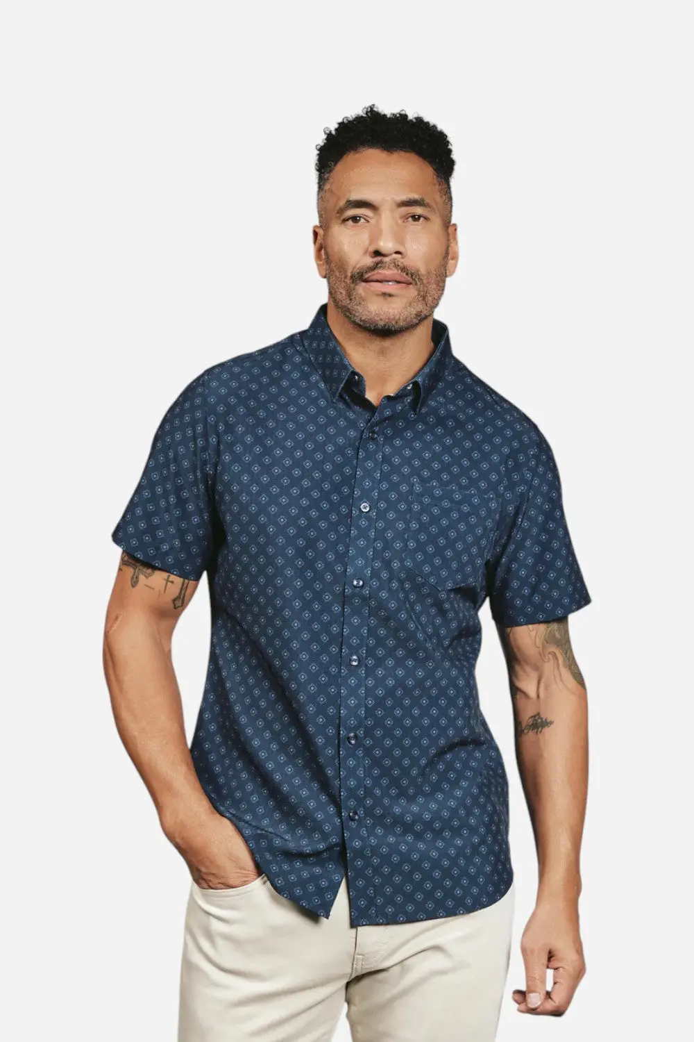 7 Diamonds Kanan Short Sleeve Shirt In Navy 1