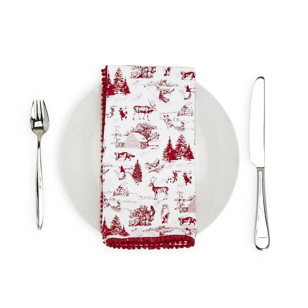 Red Winter Toile Napkins S/4 1