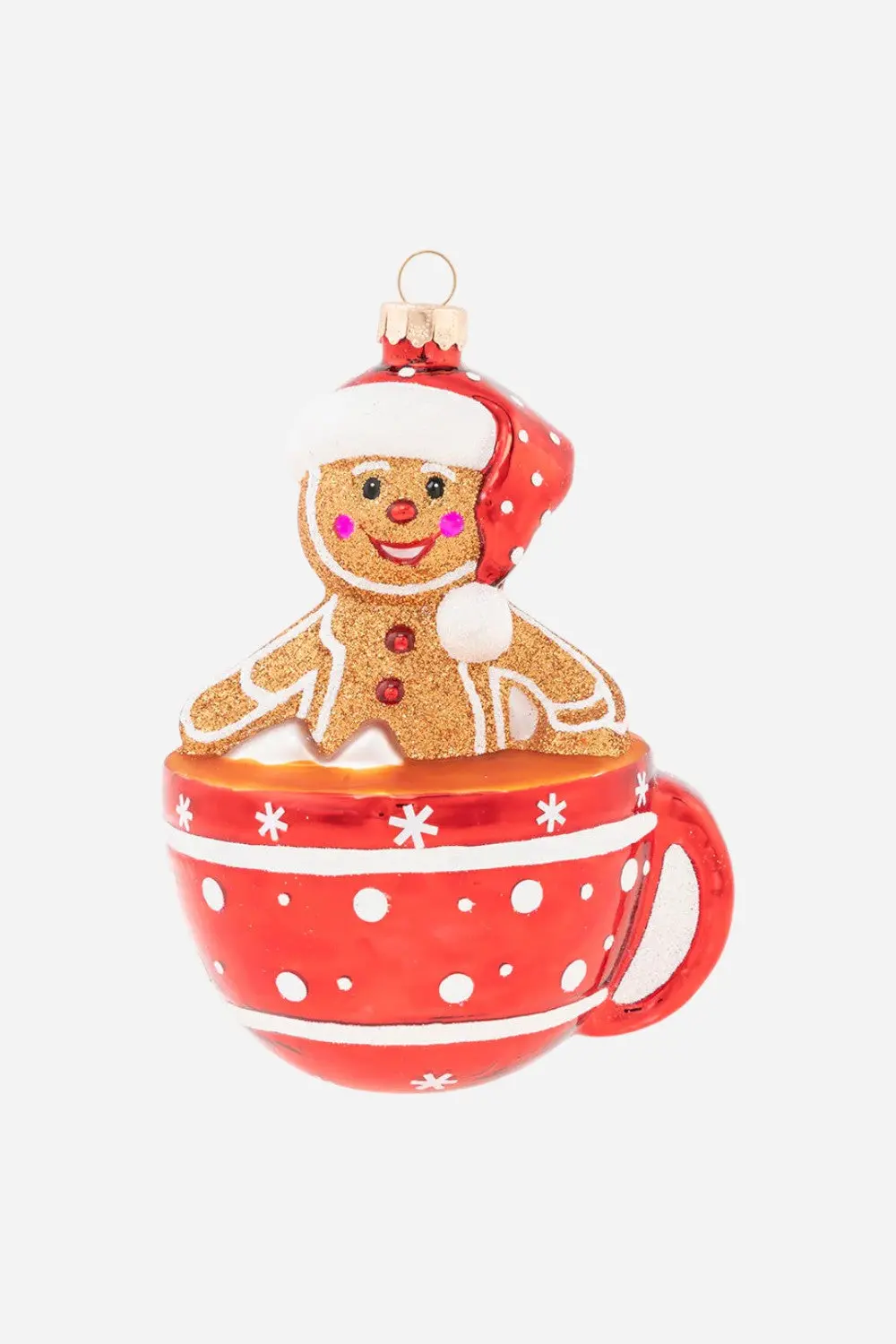 Kat + Annie Gingerbread Man In Hot Chocolate Ornament 1