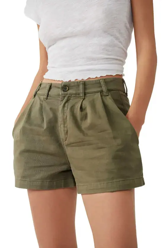 Free People Billie Chino Shorts In Willow 1