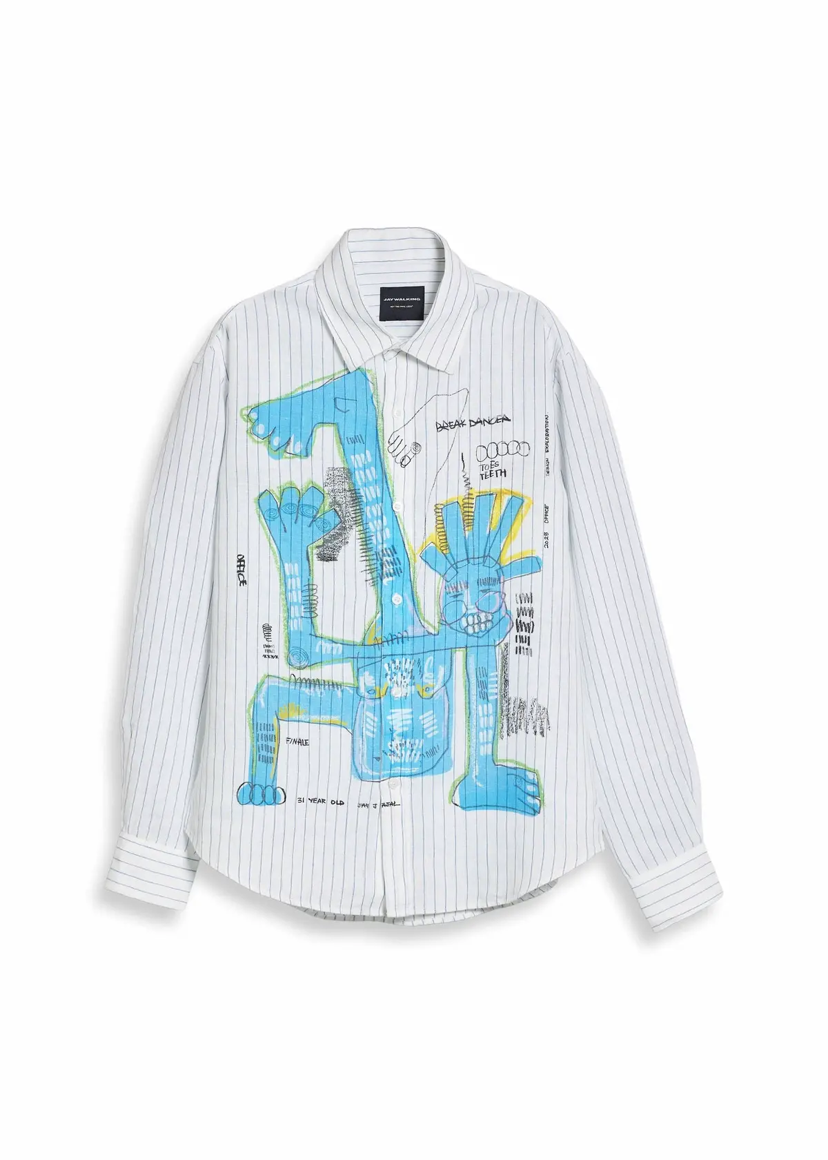 Blue Man Pinstripe Linen Shirt In White [Unisex] 1