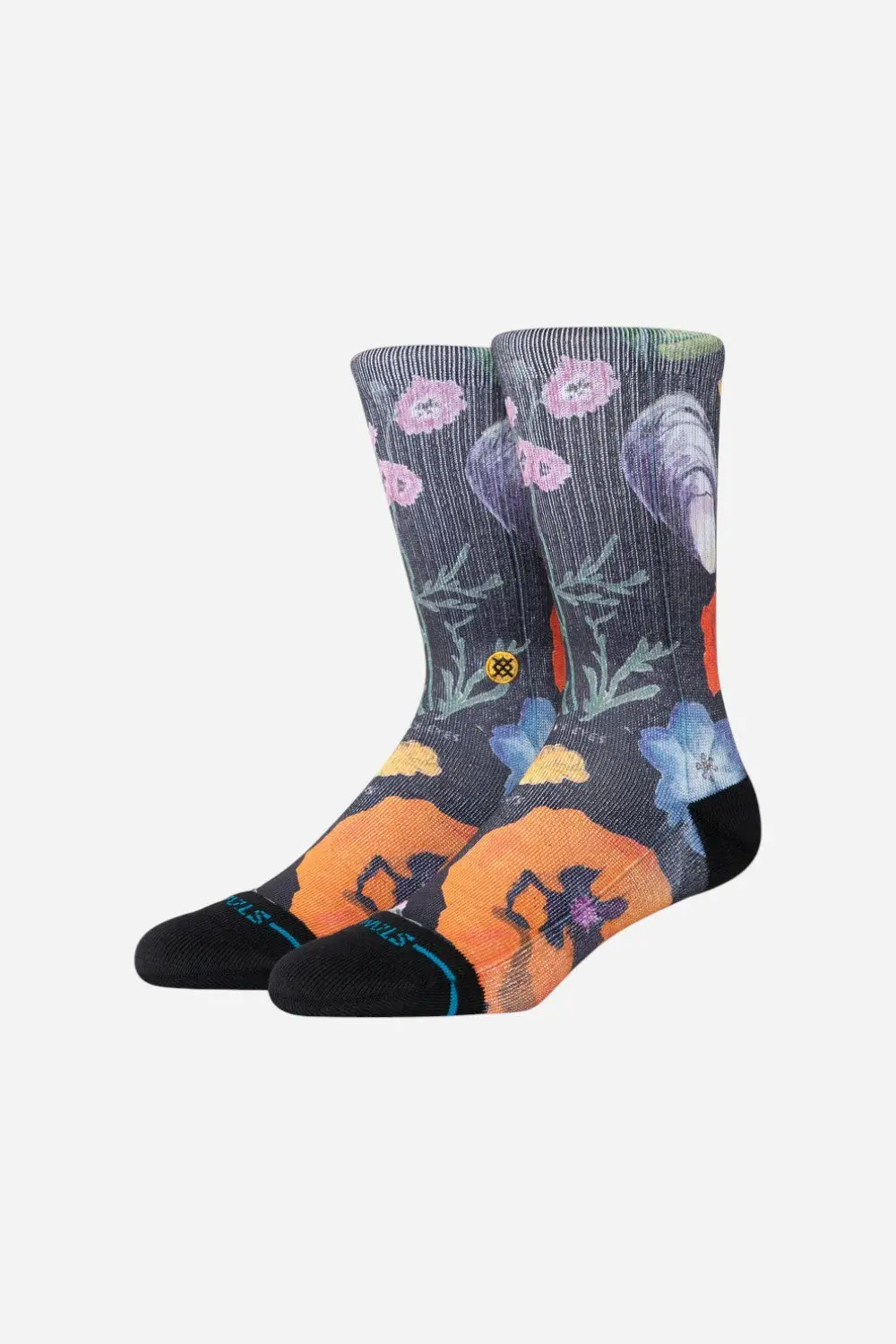 Stance Lucias Floral Crew Socks In Black 1