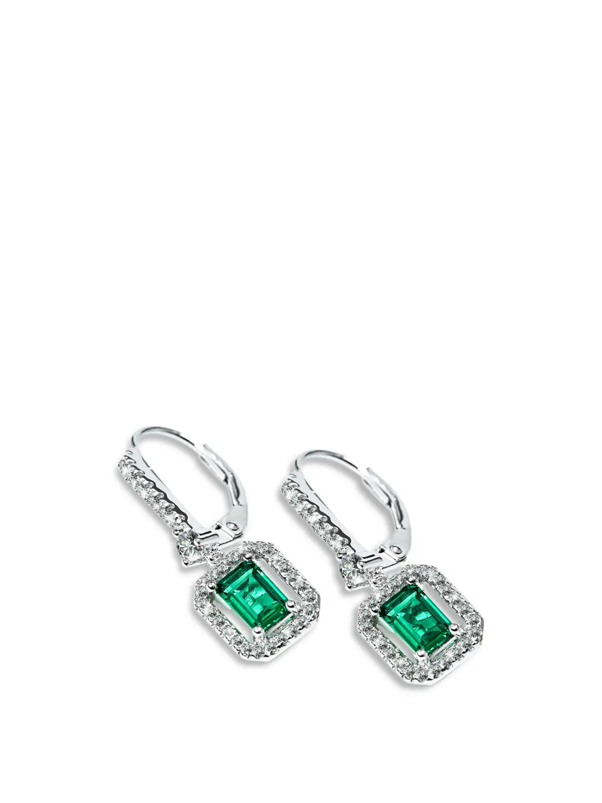 Moxie Earrings Emerald White Gold Plated 1