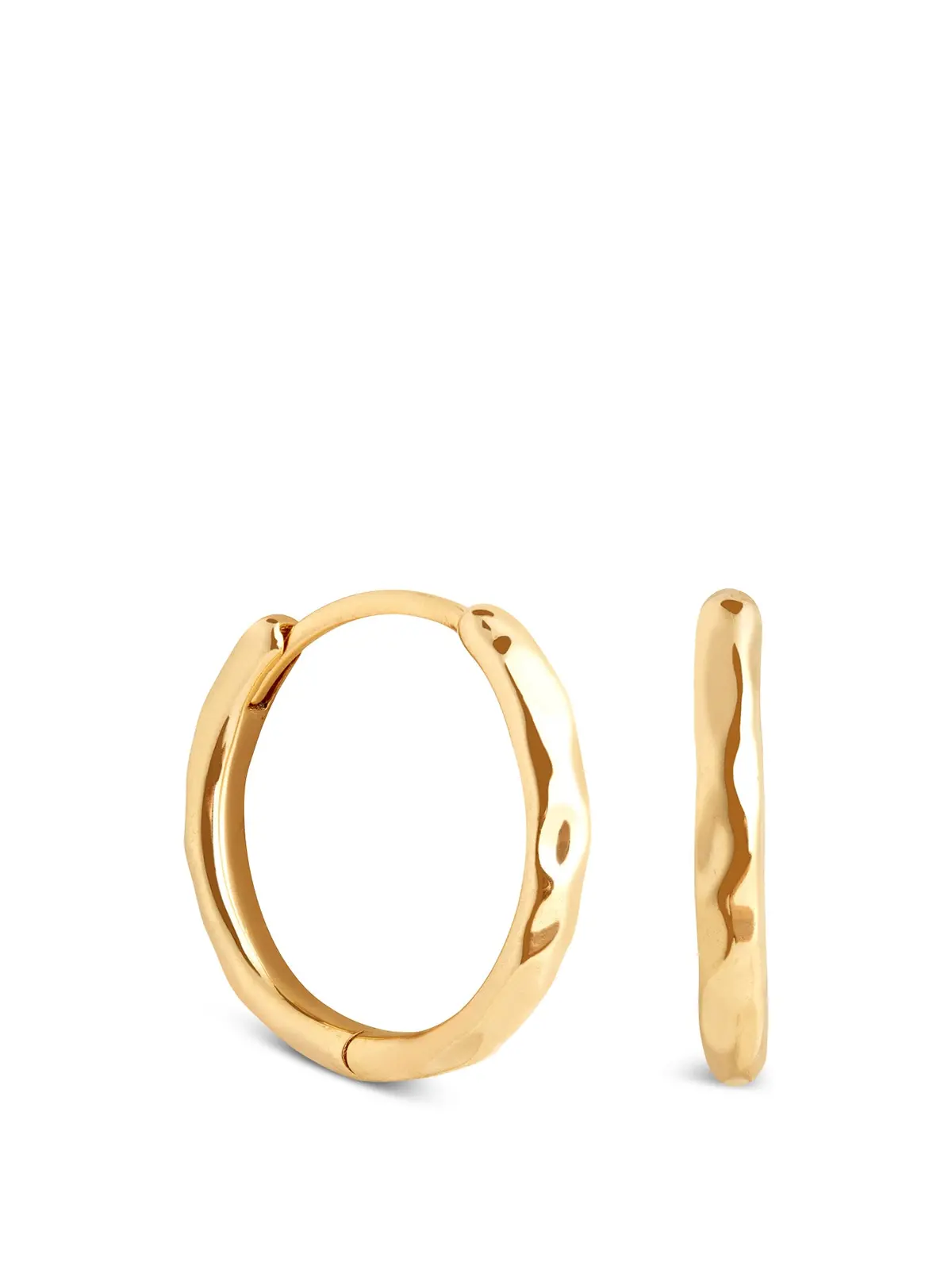Gold Molten Texture Hoop Earrings 1