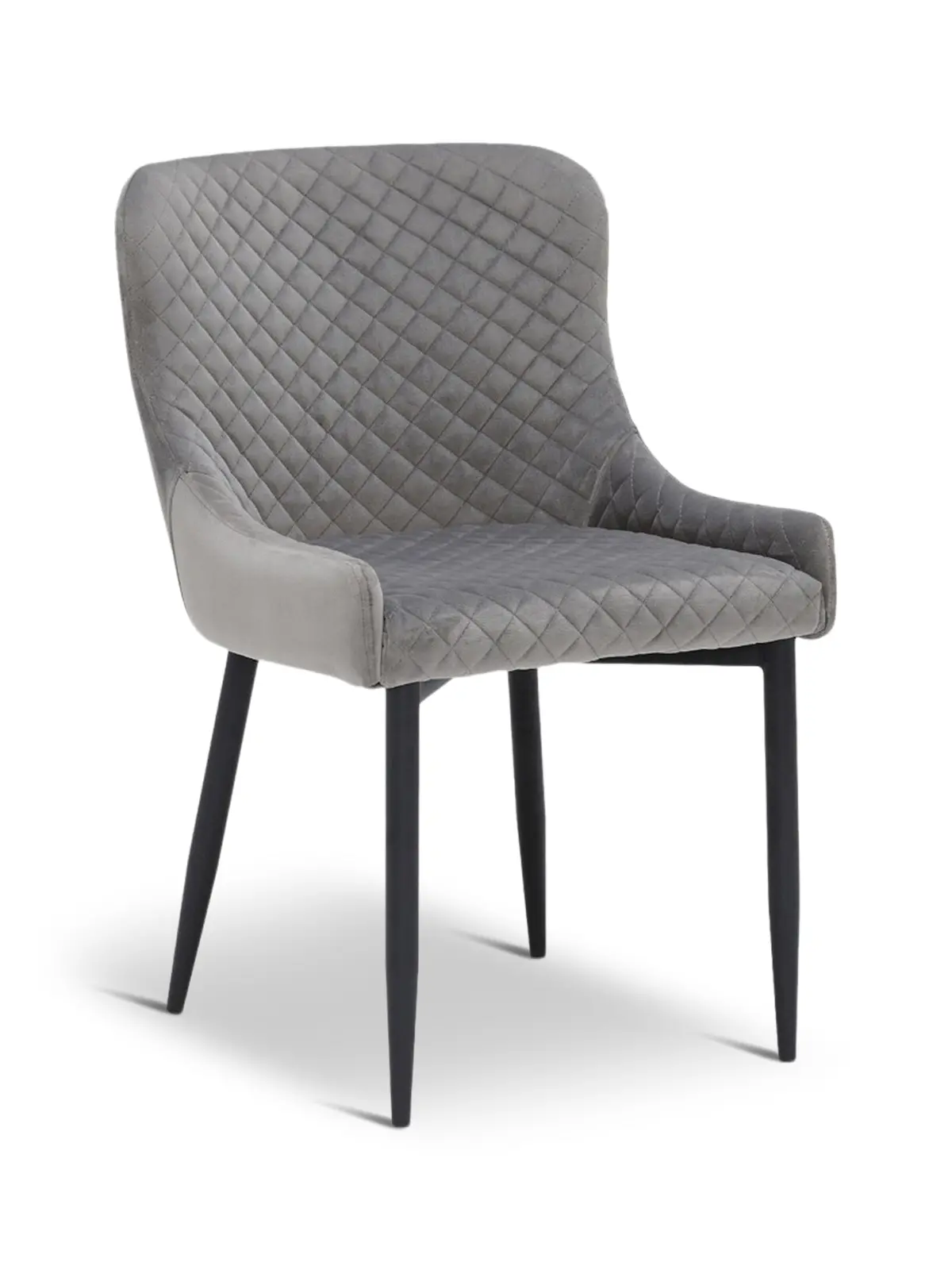 Rivington Grey Velvet Quilted Dining Chair 1