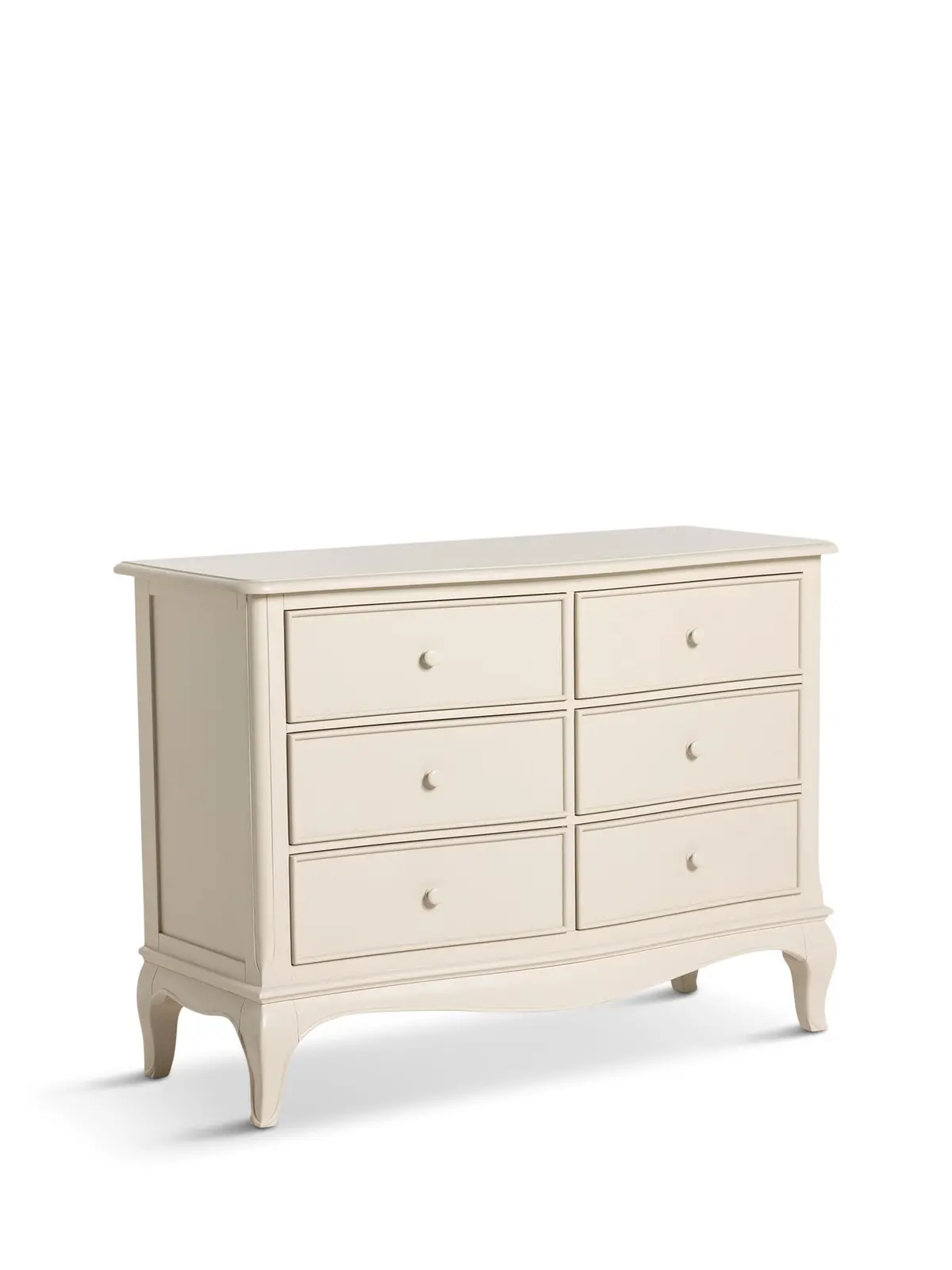 Calista Off White Wooden Low Wide 6 Drawer Chest 1