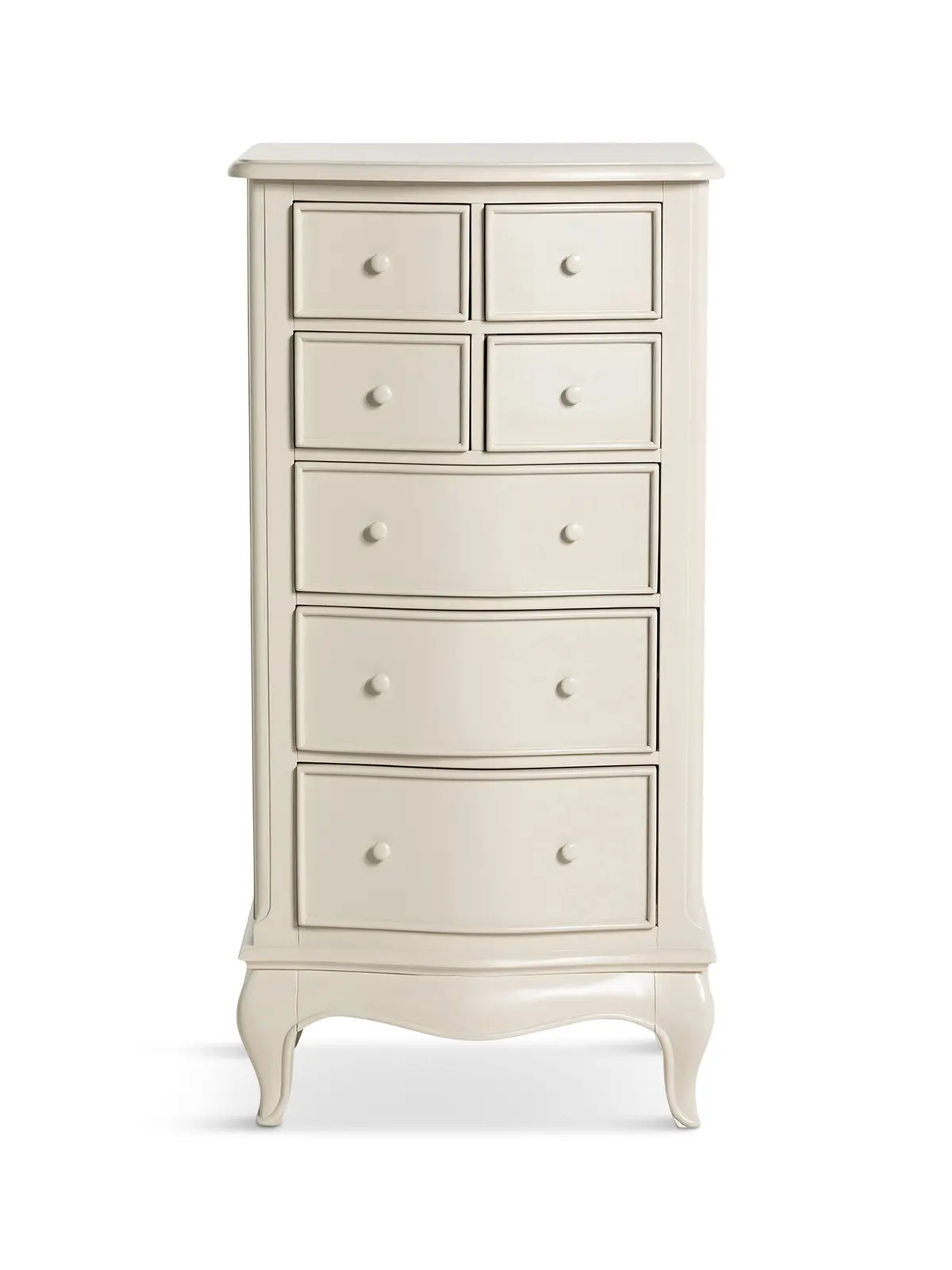 Calista Off White Wooden Tall Narrow 7 Drawer Chest 1