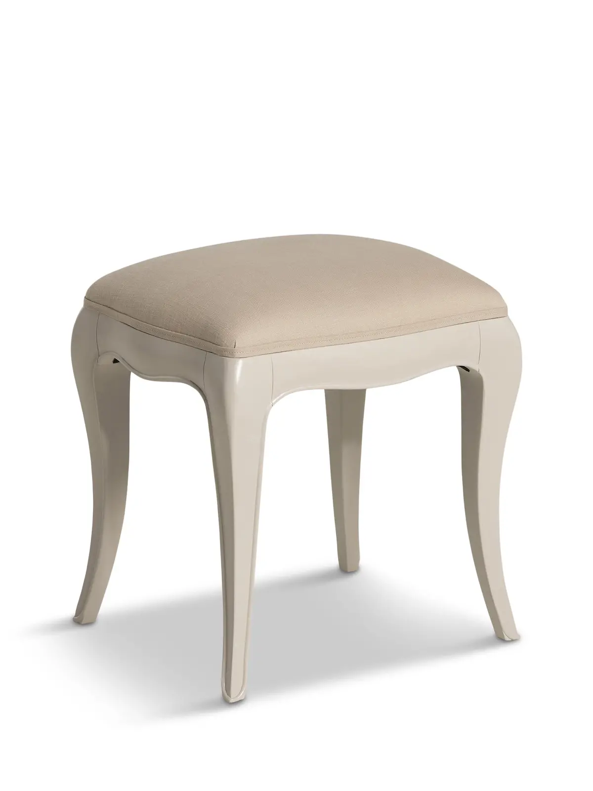 Calista Off White Wooden Stool With Fabric Seat 1