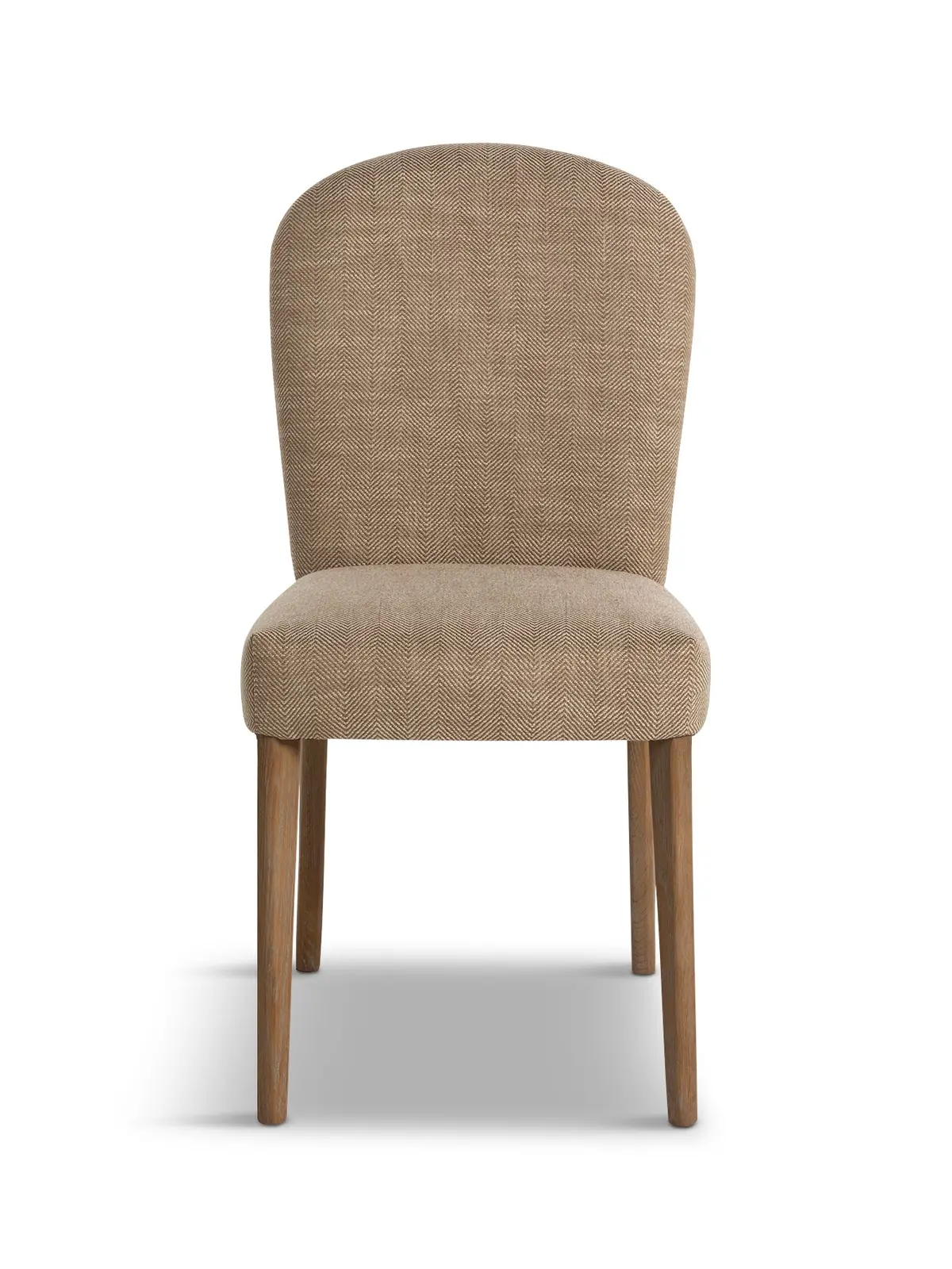Maurice Herringbone Fabric Dining Chair With Leather Handle 1