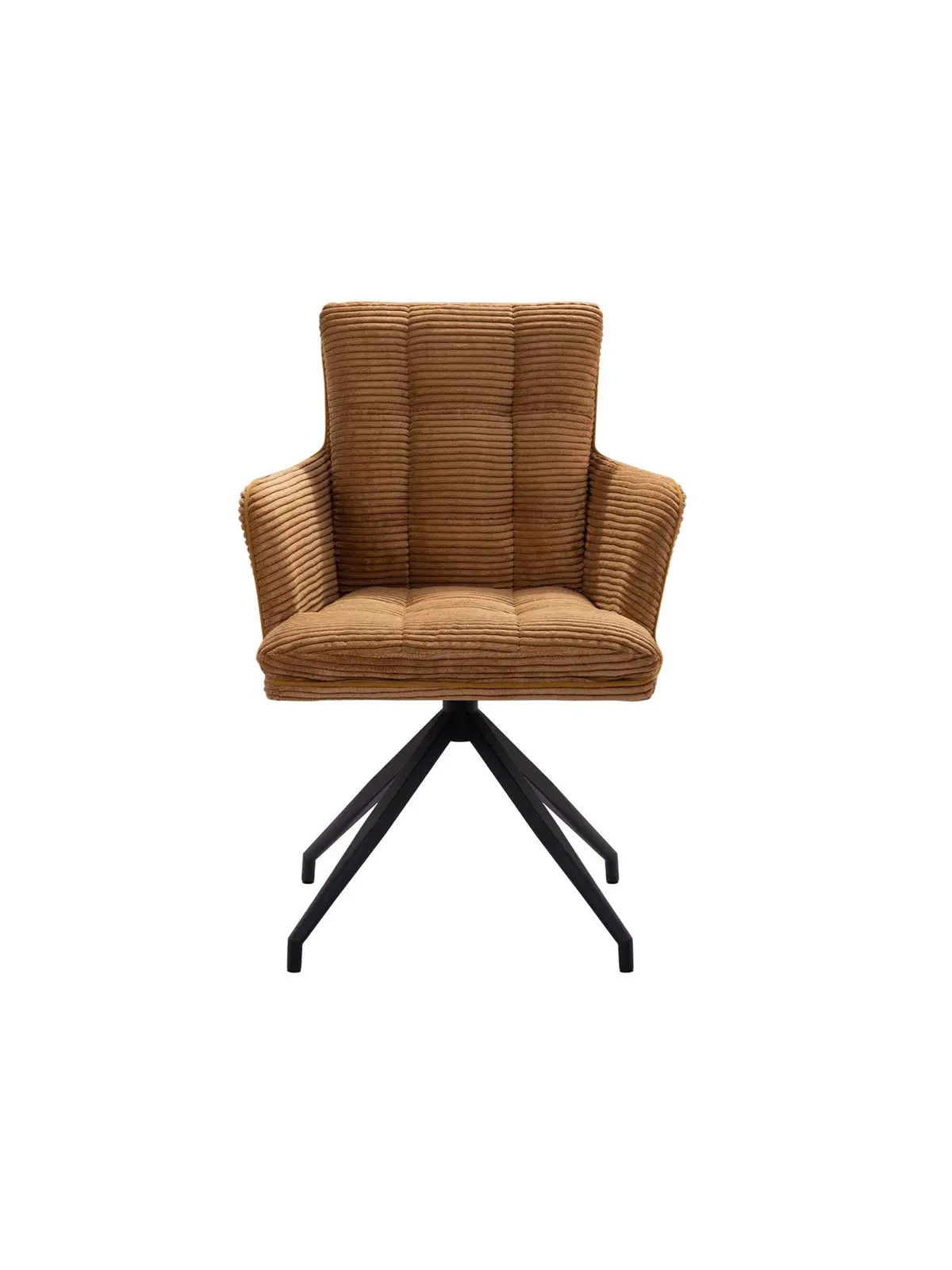 Odine Orange Velvet Swivel Stitched Dining Chair With High Arms 1