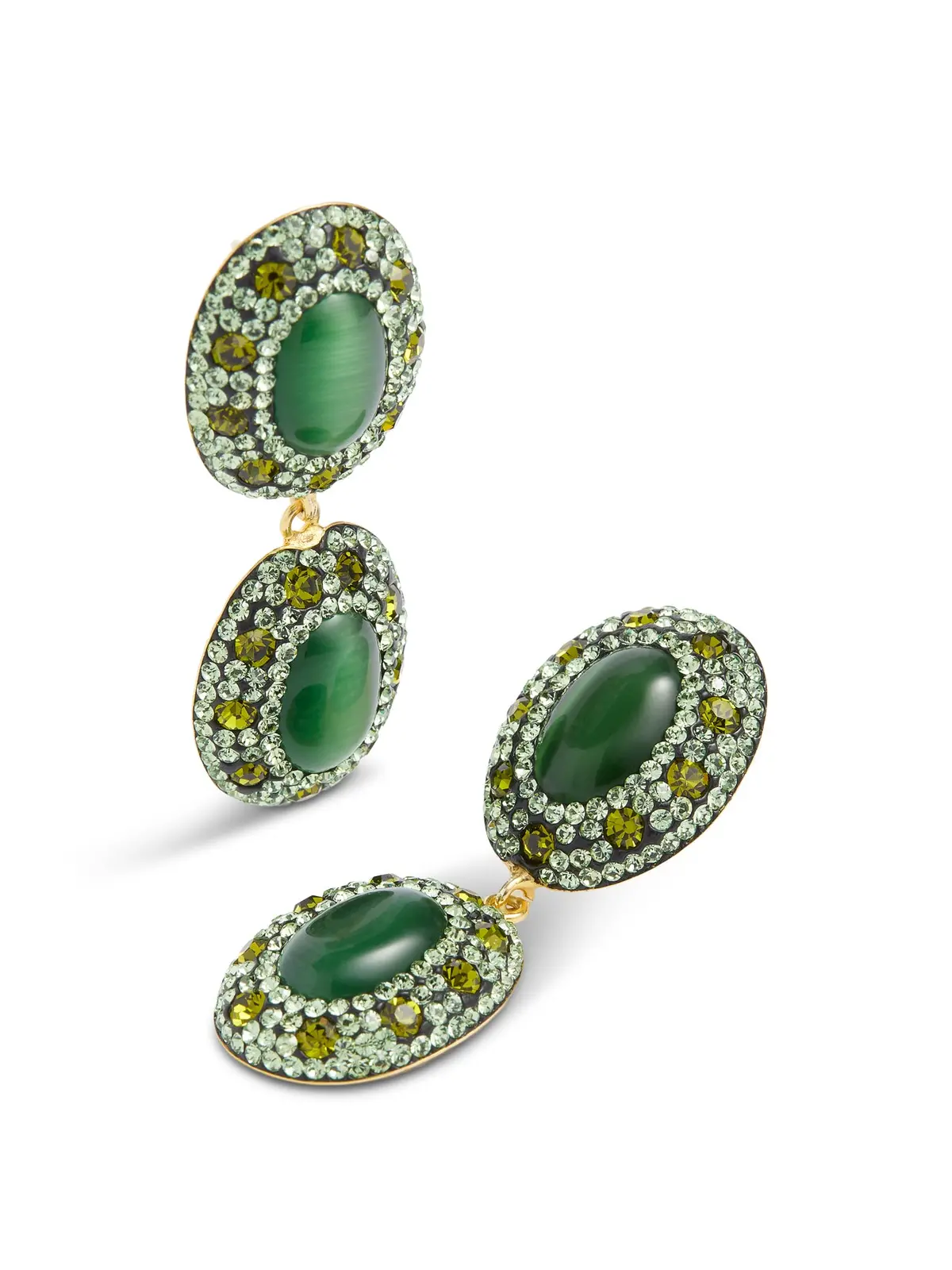 Green Drop Crystal Earrings 1