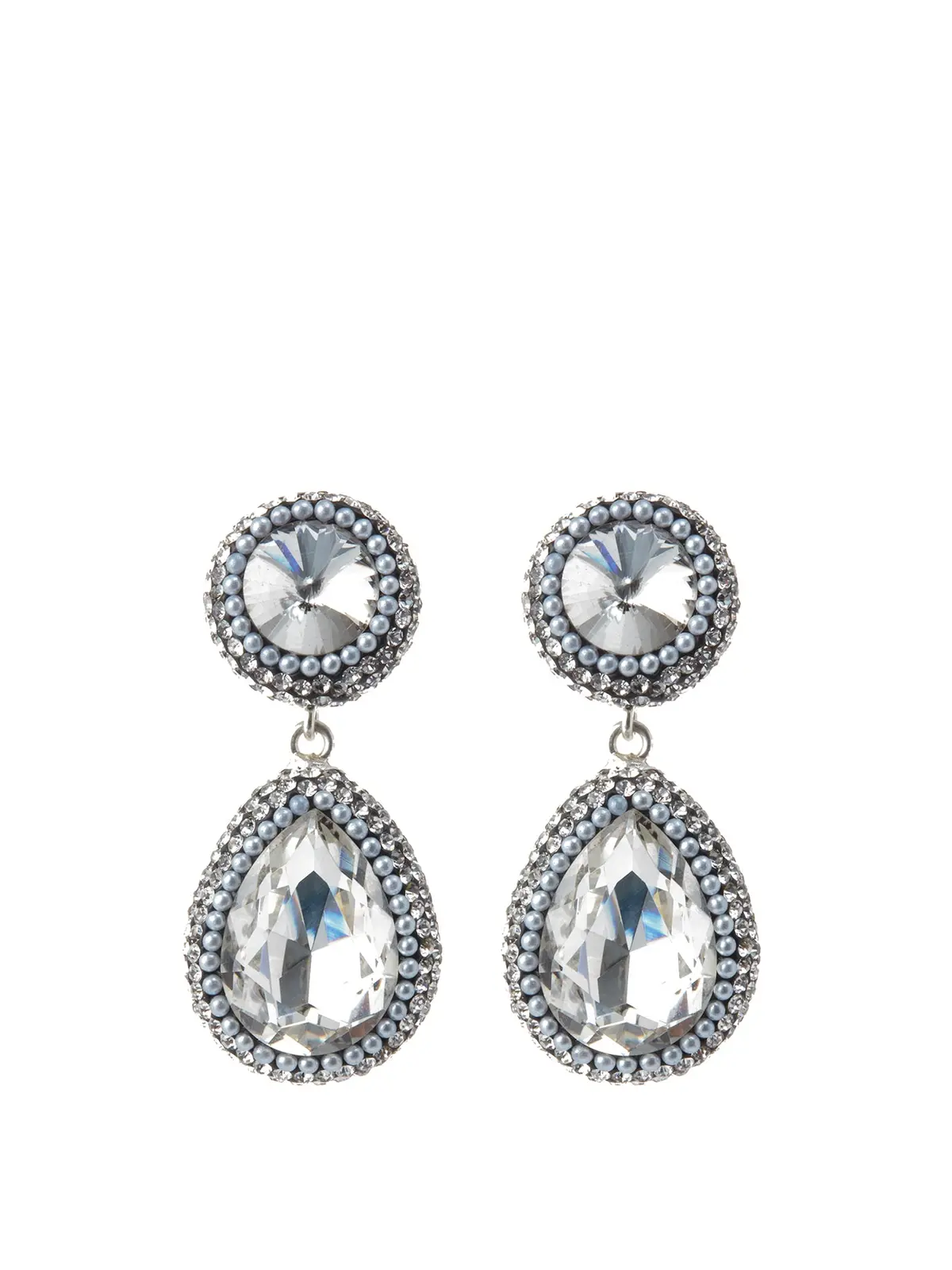 Silver Teardrop Crystal Earrings 1