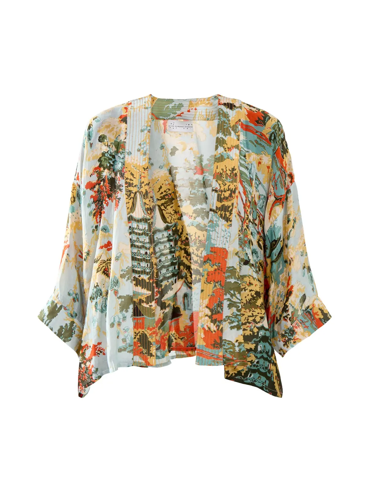 China Tree Aqua Short Kimono 1