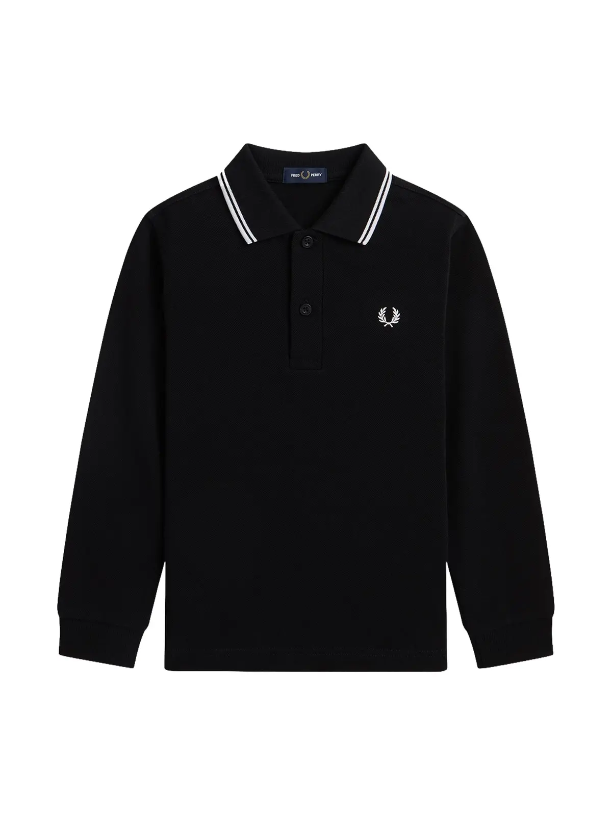 Long Sleeve Twin Tipped Polo Shirt Cotton Black 1