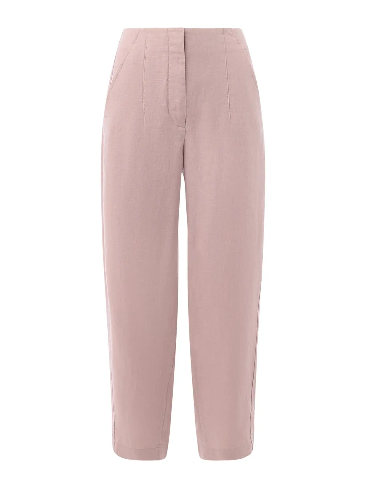 Dusty Pink Linen Barrel Leg Trouser 1