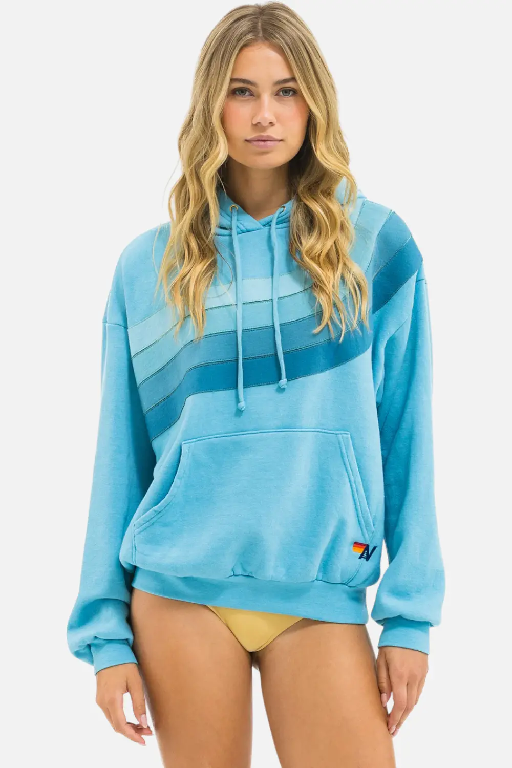 Aviator Nation Wave Stripe 4 Pullover Hoodie In Aqua 1