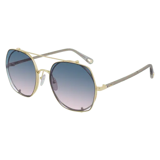 Chloe Gold/Gray Sunglasses With Light Blue Gradient Lenses 1