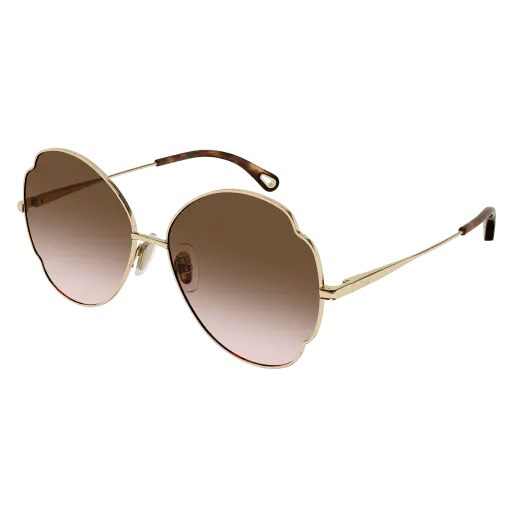 Chloé Gold Sunglasses With Brown Gradient Double Lenses 1