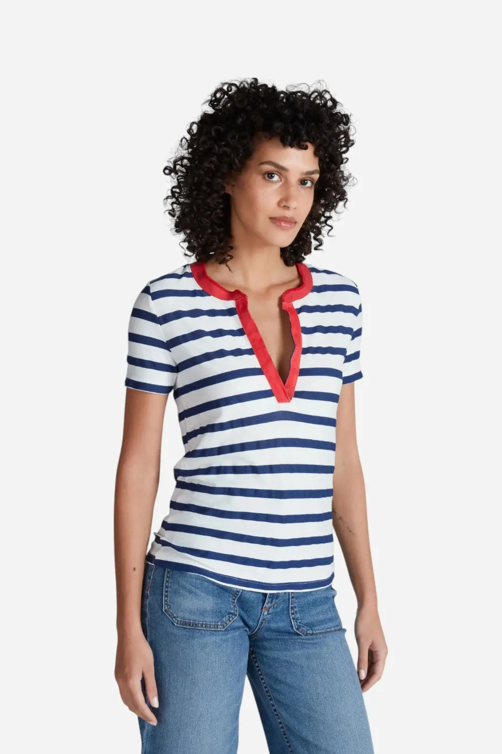 Askkny Classic Henley Tee In Navy 1