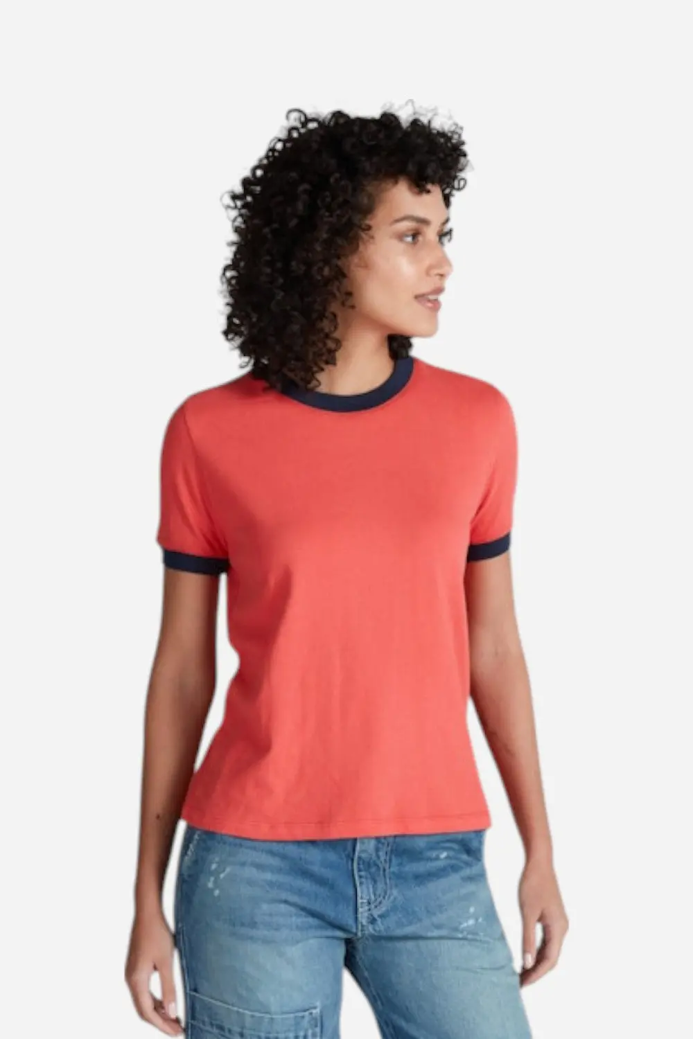 Askkny Classic Ringer Tee In Red/Navy 1
