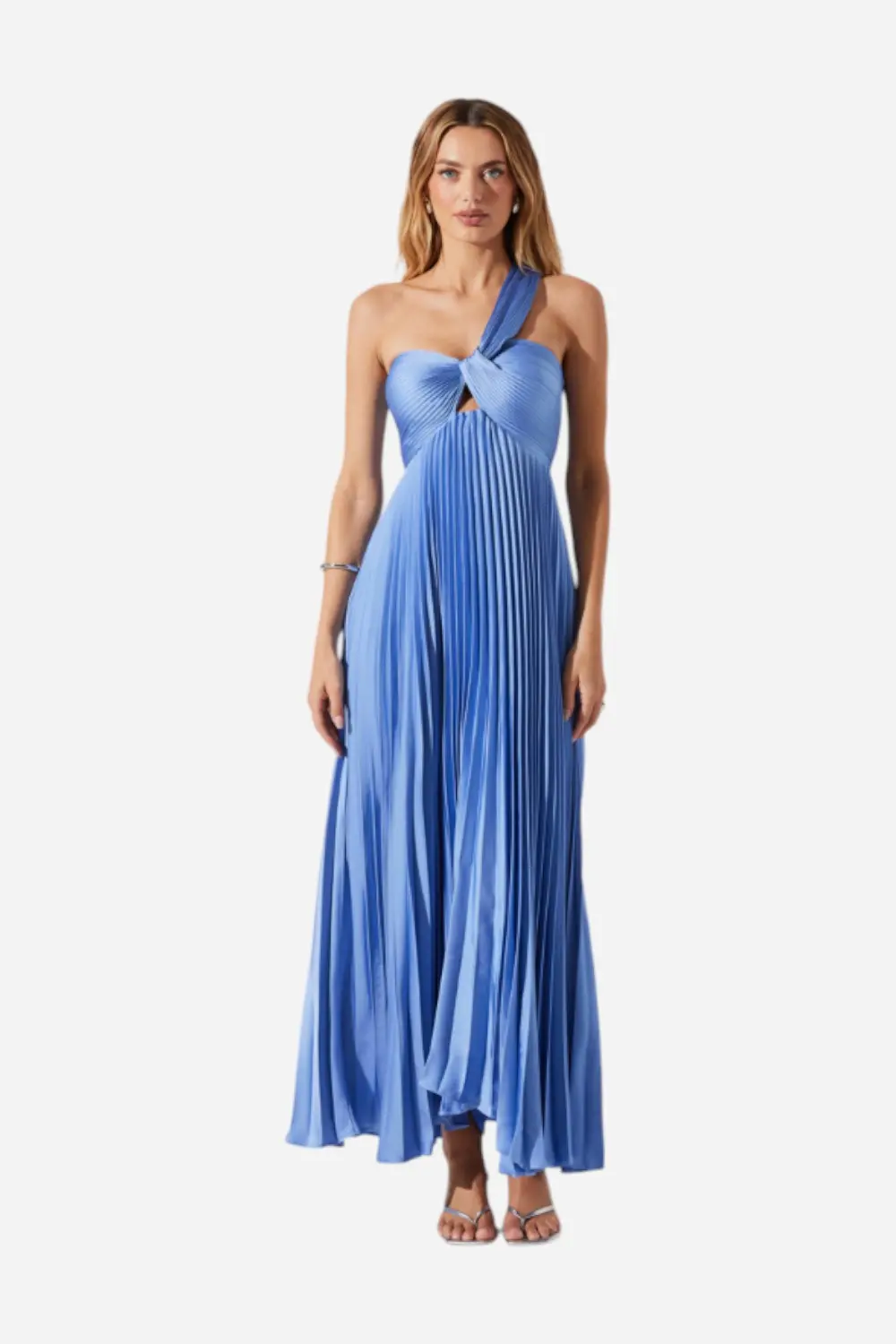 Astr Rasya Pleated Maxi Dress In Periwinkle 1