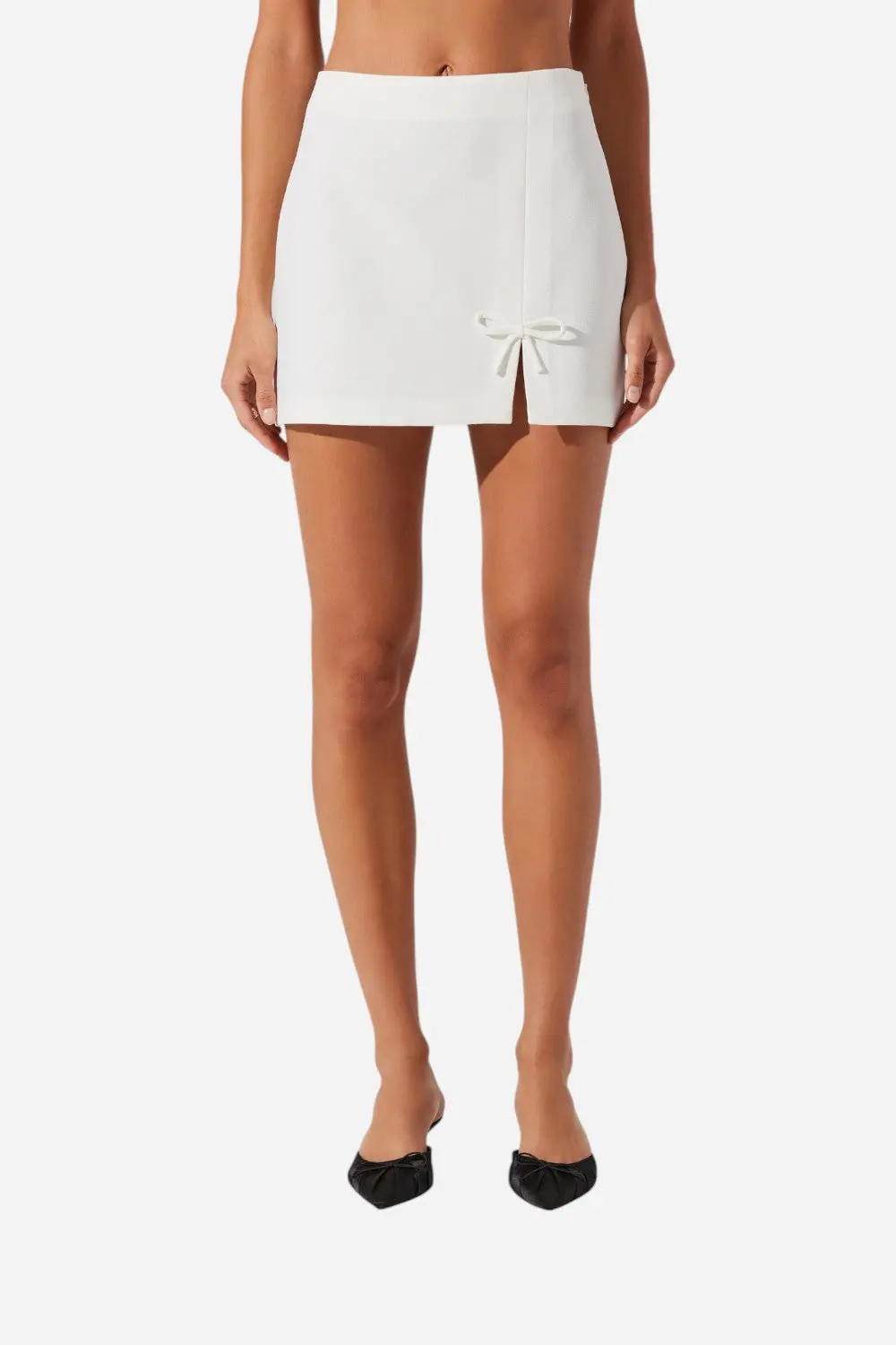 Astr Sophie Bow Embellished Mini Skirt In White 1