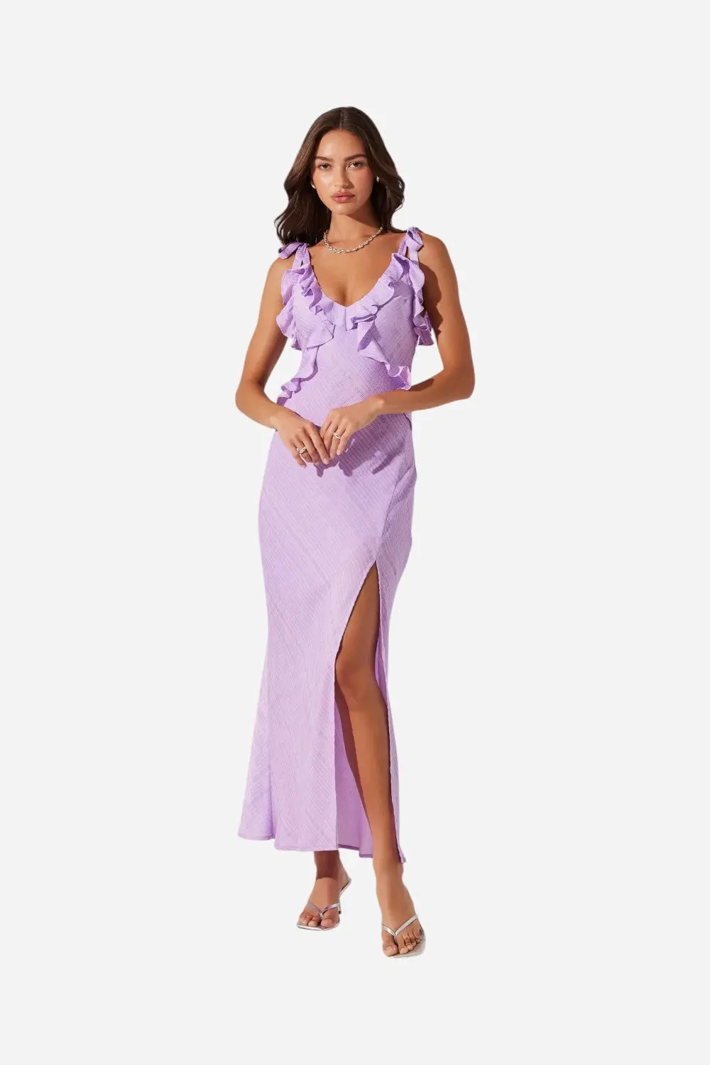 Astr Sorbae Ruffle Maxi Dress In Lilac 1
