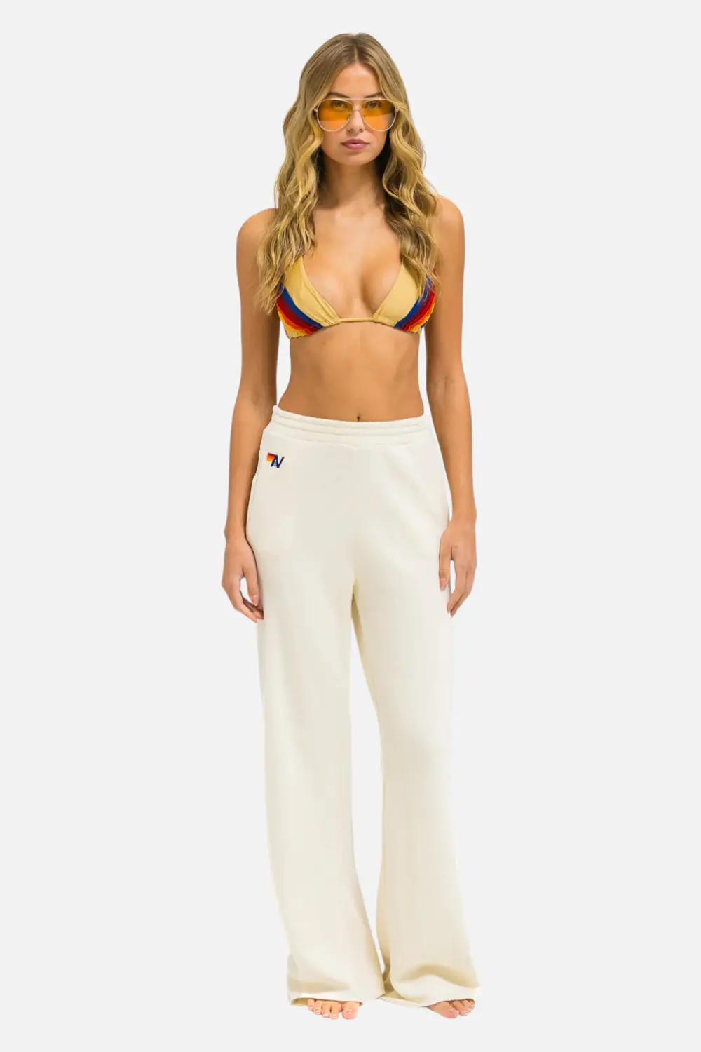 Aviator Nation Wide Leg Pocket Sweatpant In Vintage White 1