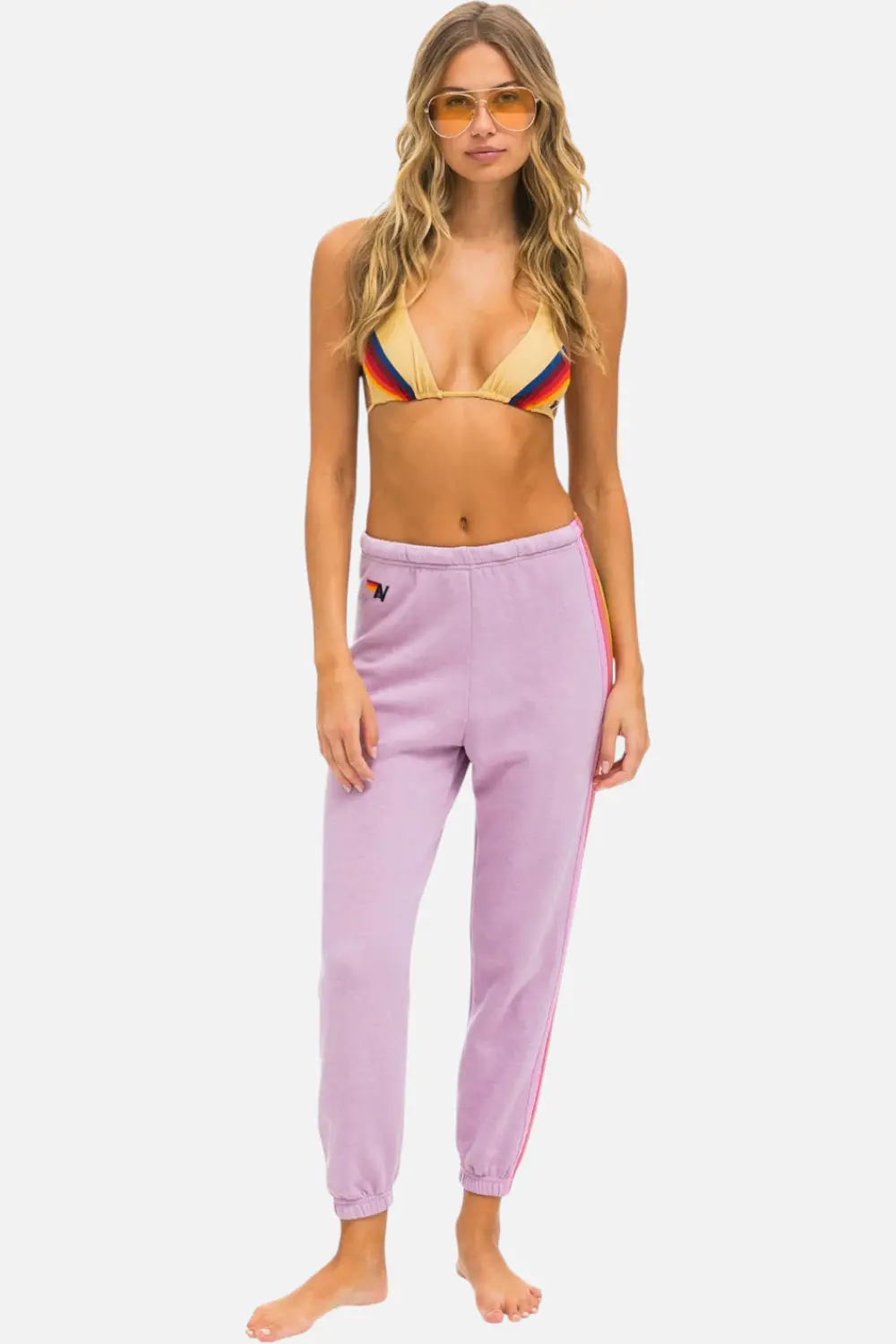 Aviator Nation 5 Stripe Sweatpant In Mauve 1