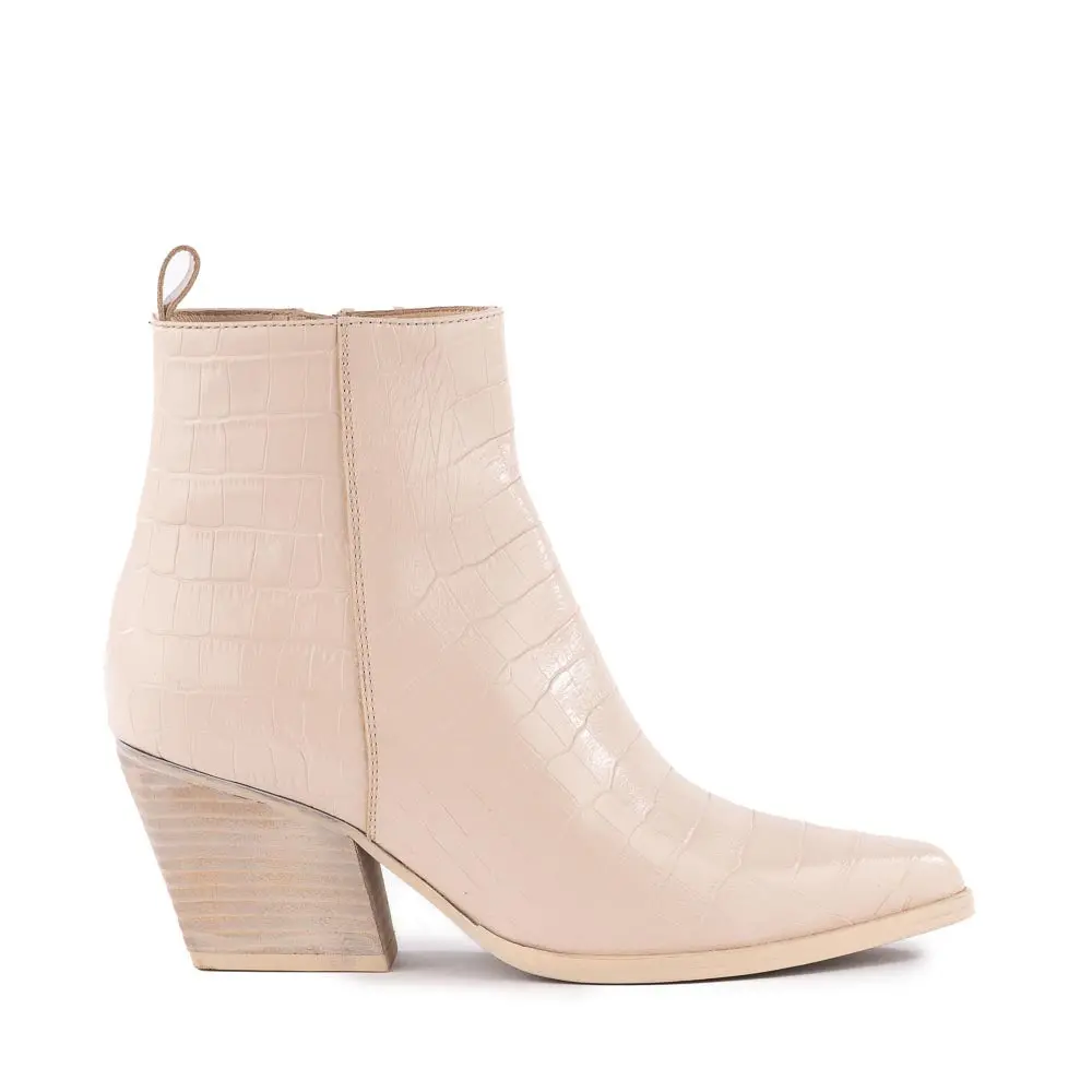 Seychelles Aboard Boot In Cream Croco Leather 1