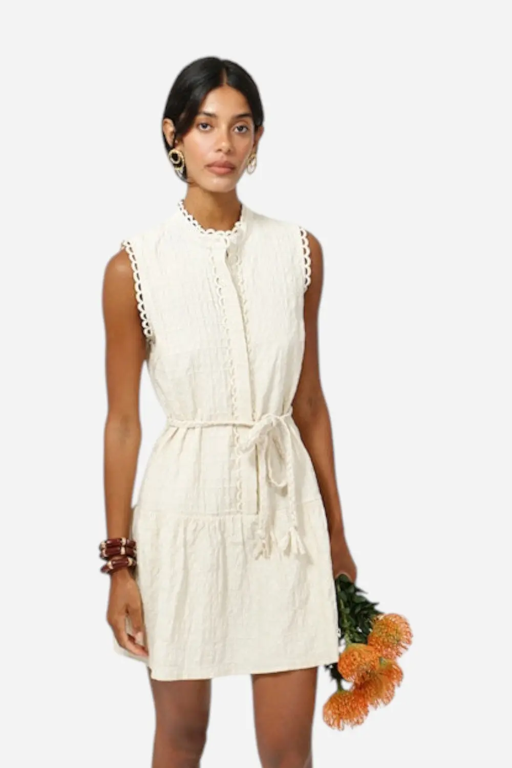 Adelyn Rae Genny Textured Sleeveless Shirt Mini Dress 1