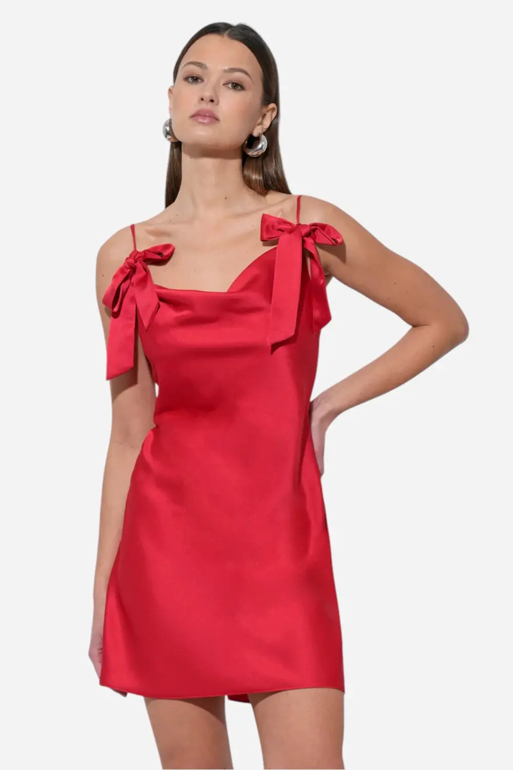 Adelyn Rae Kia Satin Mini Dress With Bows 1