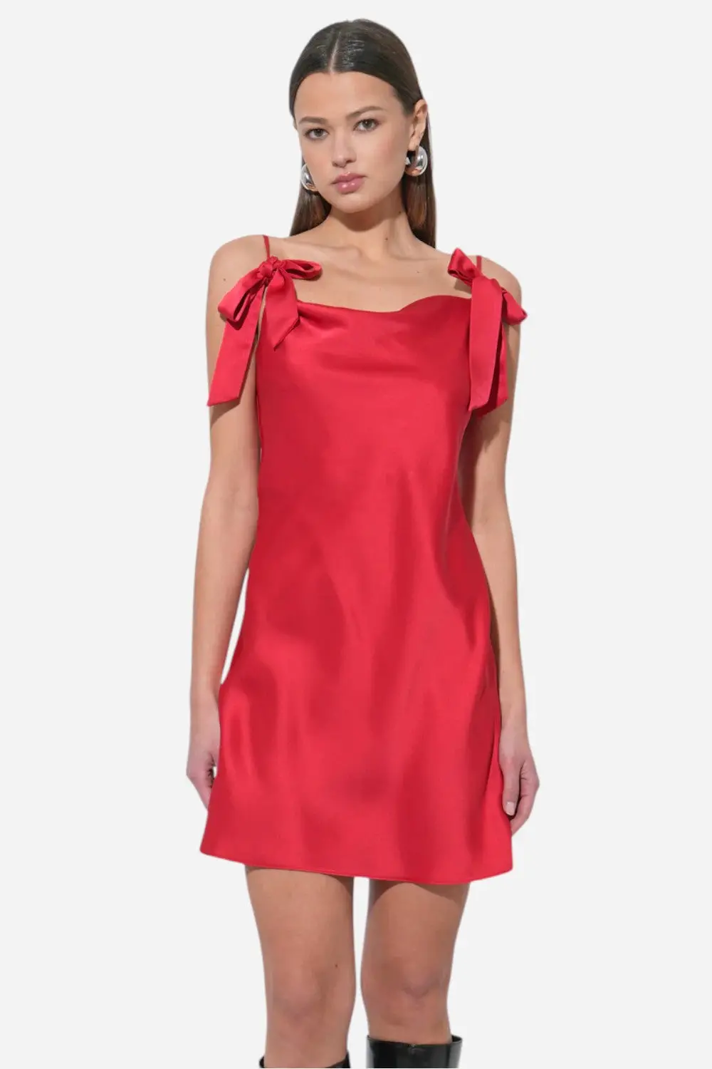 Adelyn Rae Kia Satin Mini Dress With Bows 3