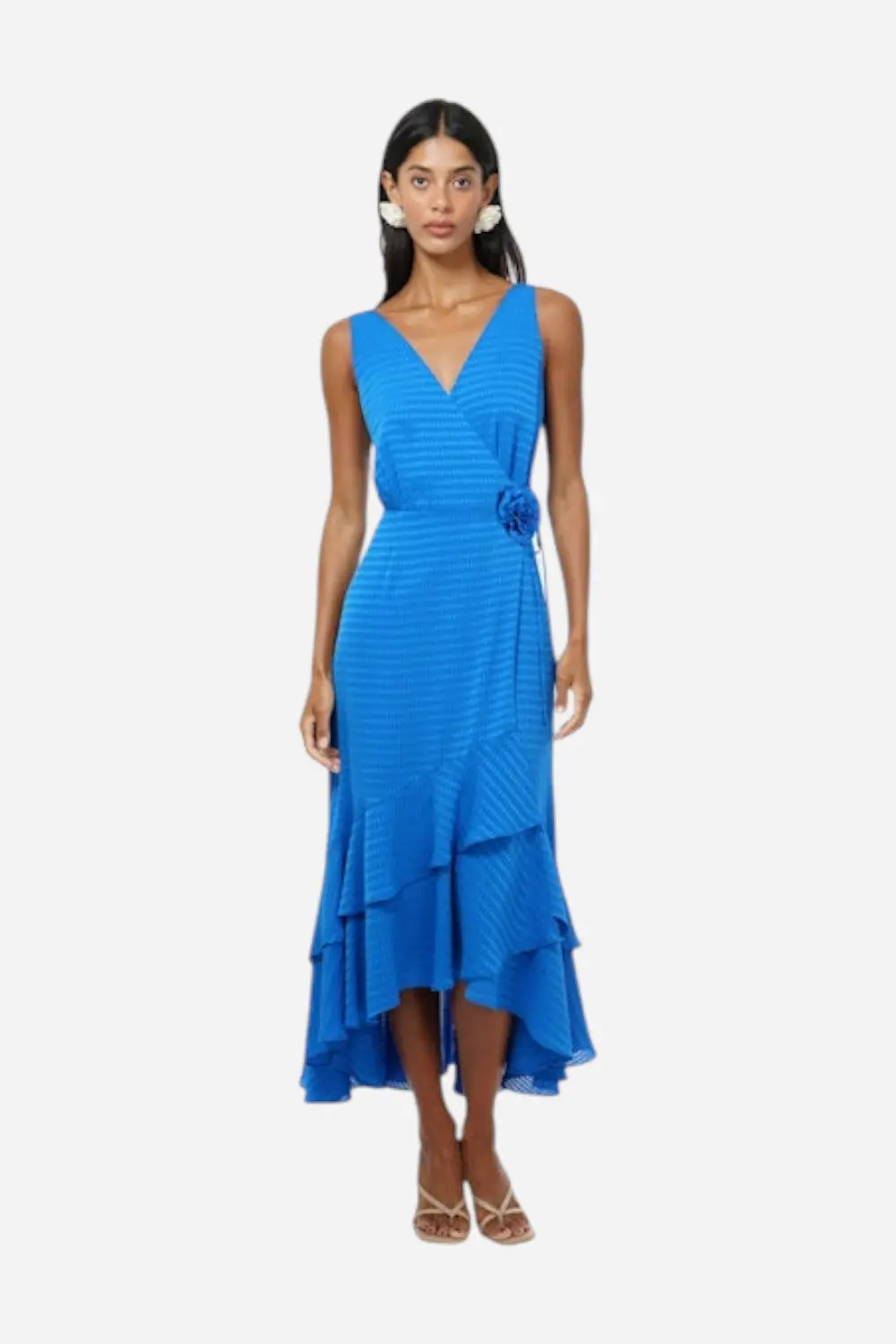 Adelyn Rae Patricia Textured Rosette Wrap Midi Dress 1