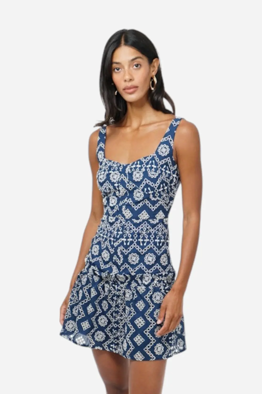 Adelyn Rae Vanni Cotton Eyelet Drop Waist Mini Dress 1