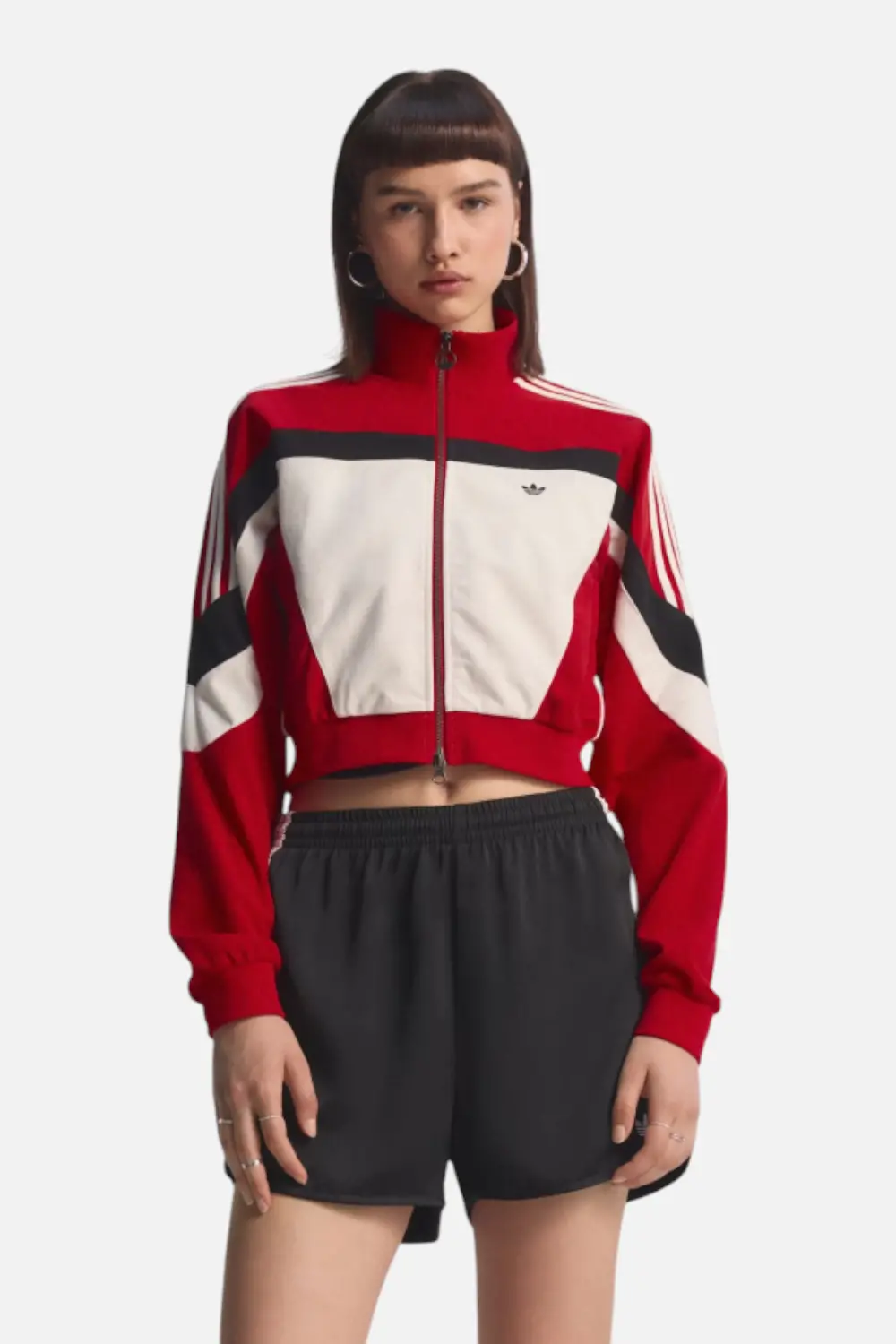 Adidas Women's Blocking Track Jacket In Better Scarlet & Off White 1