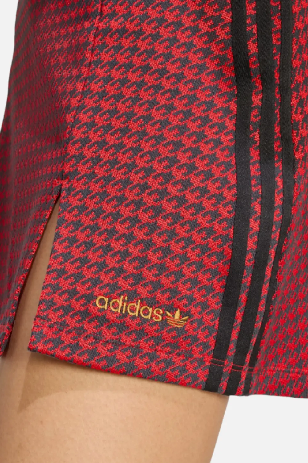 Adidas Women's Houndstooth Skirt In Better Scarlet & Black 1