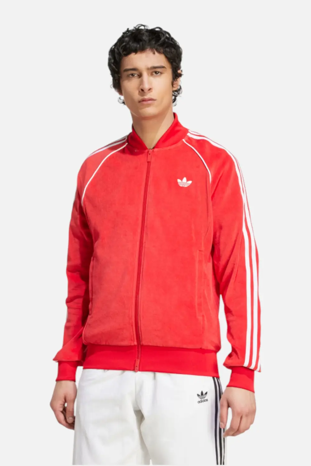 Adidas Men's Sst Adicolor Velour Track Top In Better Scarlet 1