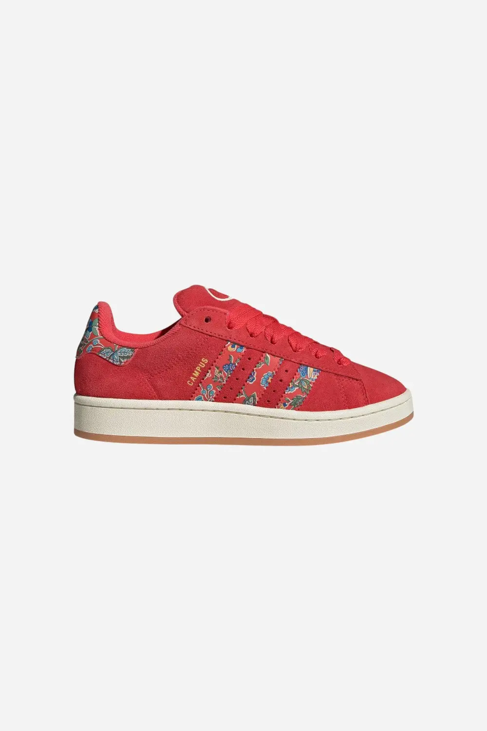 Adidas Campus 00S X Liberty London Shoes In Semi Lucid Red / Cream White / Gold Metallic 1