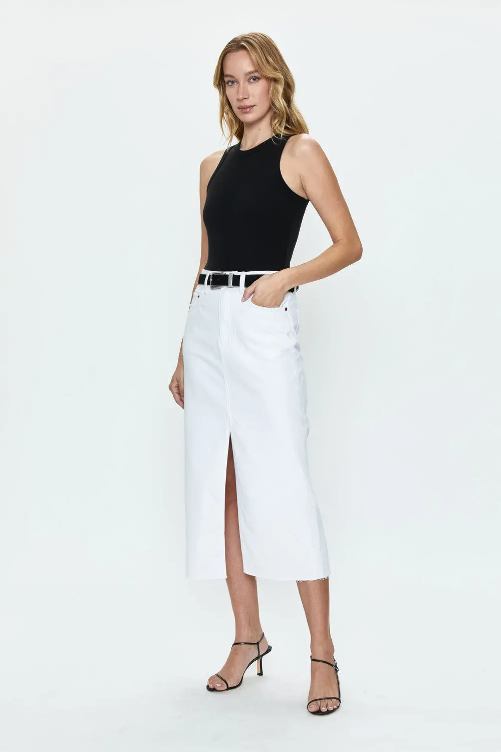 Pistola Alice Midi Skirt In White 1