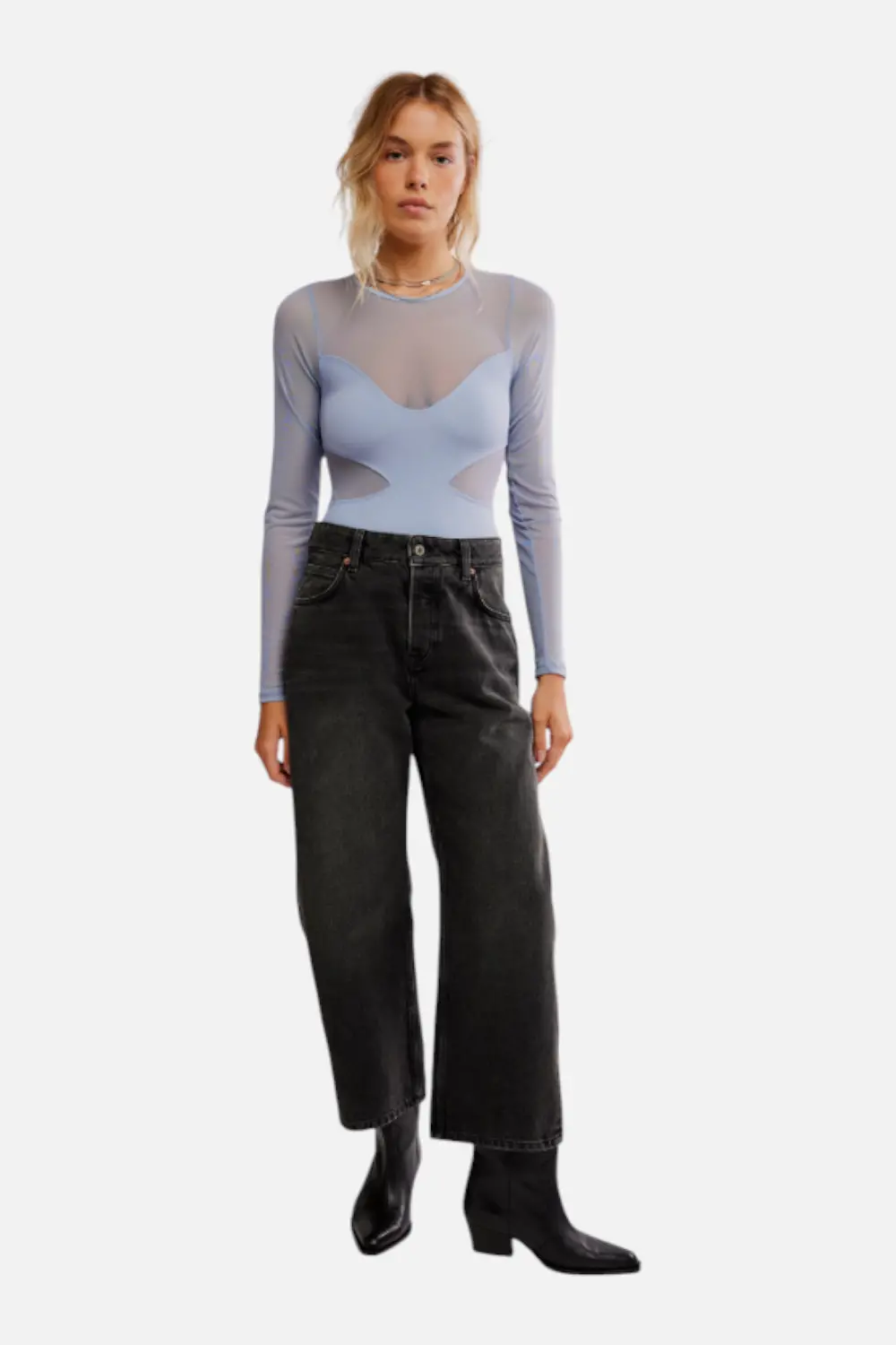 Free People All An Illusion Bodysuit In Chambray 1
