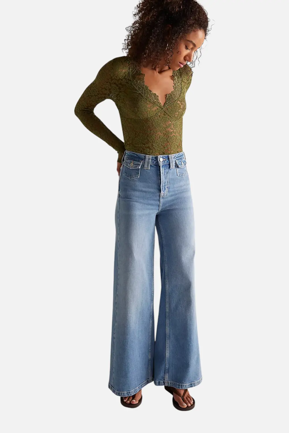 Free People All Day Lace Long Sleeve In Terrarium 2