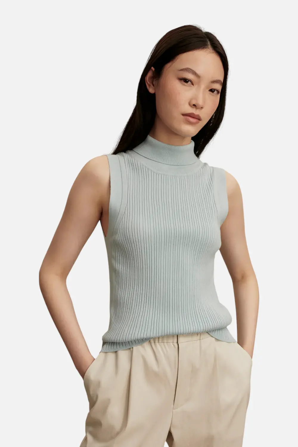 Varley Anastasia Rib Tank In Winter Sky 1