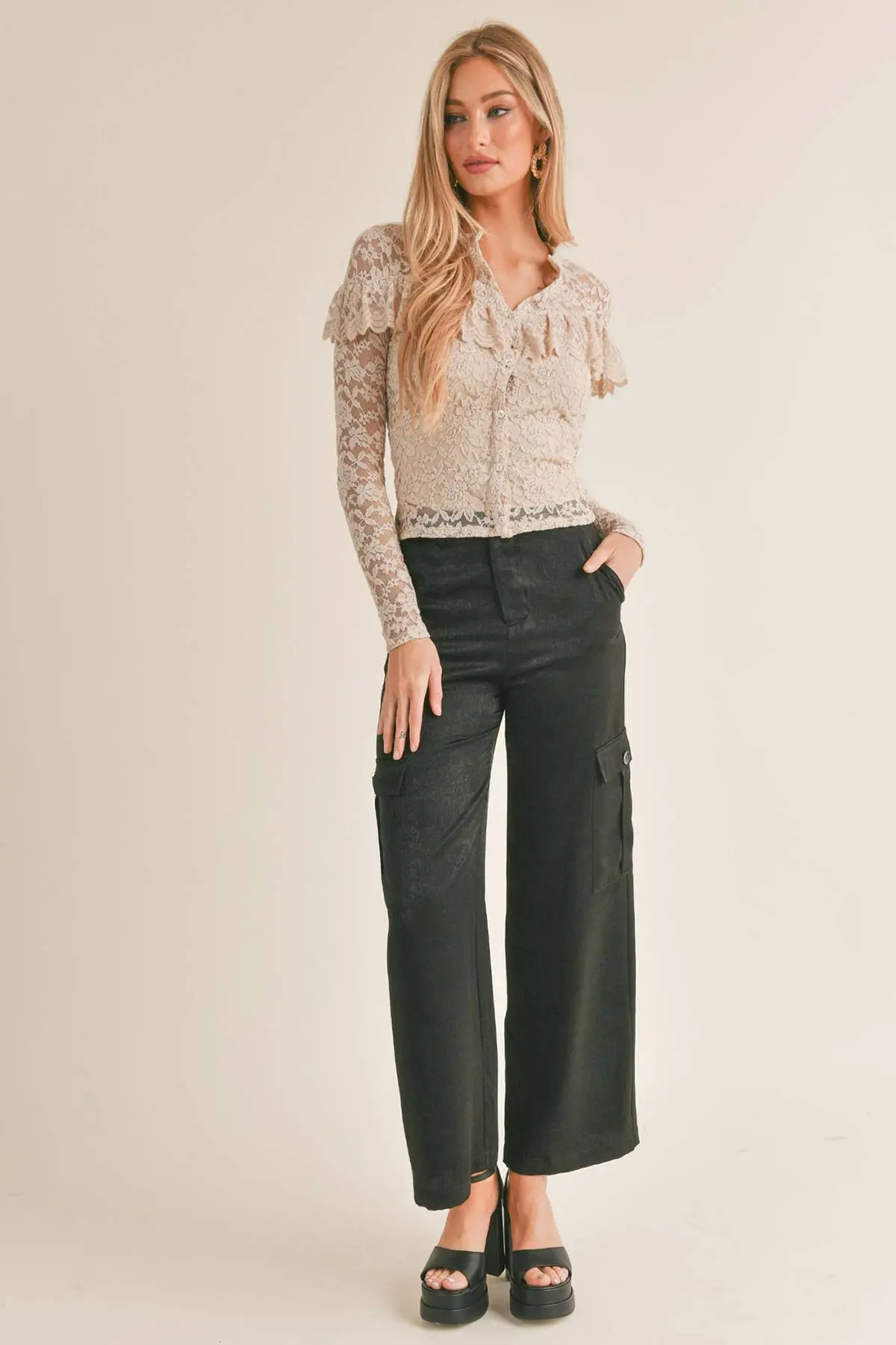 Sage The Label Aphrodite Low Waist Cargo Pant In Black 1