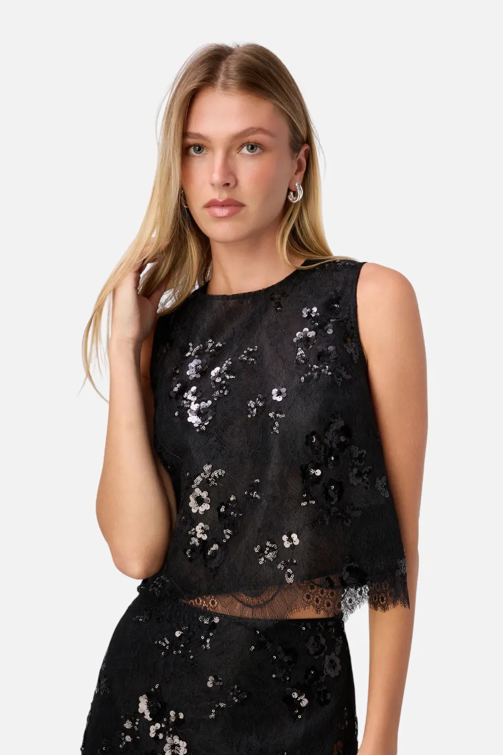 Cami Nyc Aracely Sequin Lace Top In Black 1