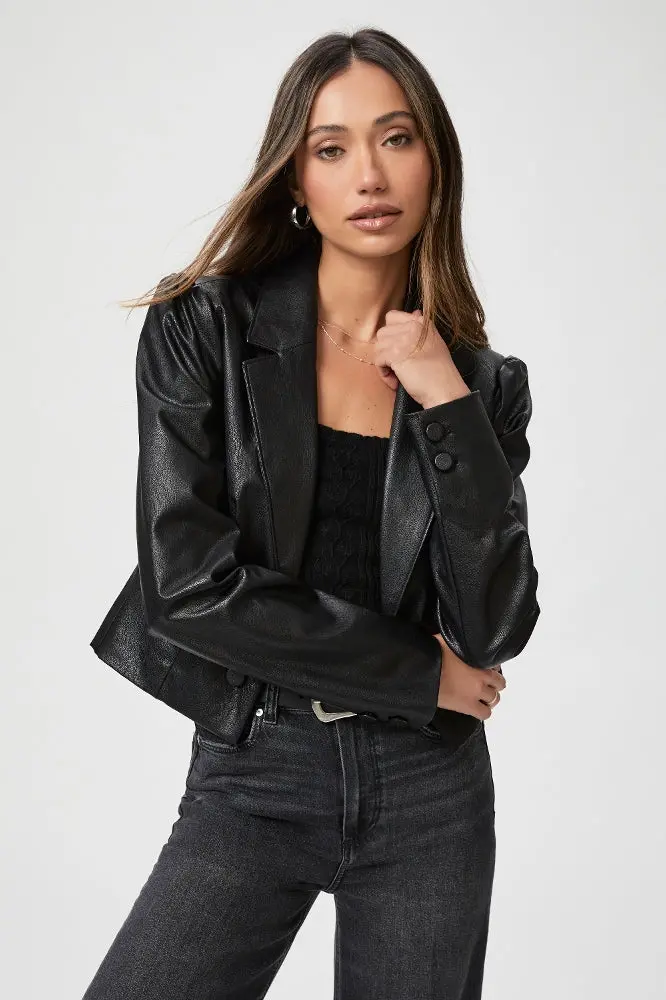 Paige Argentina Blazer In Black Faux Leather 1