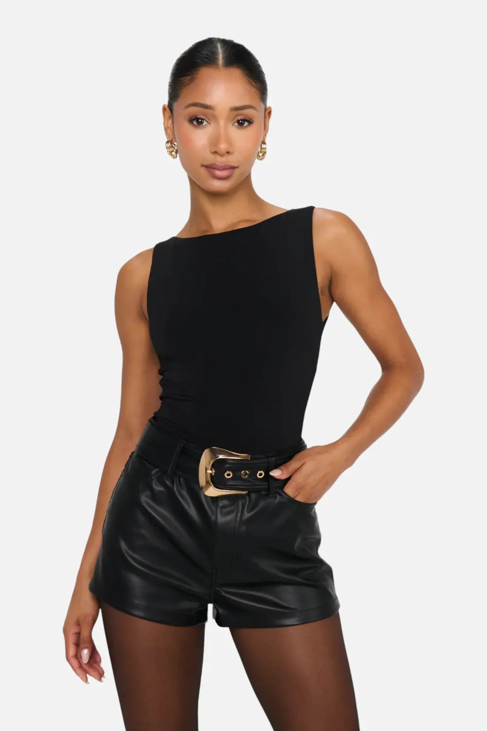 Show Me Your Mumu Asher Shorts In Black Faux Leather 1